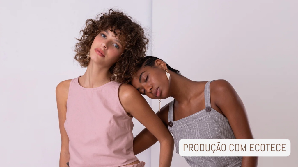 Modelos vestindo peças feitas pela Rede Ecotece+